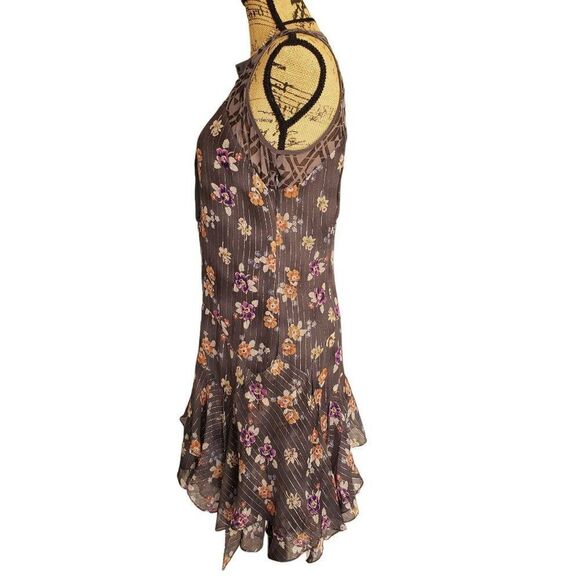 Vintage Women's Babydoll Silk Sleeveless Dress 8 Chic Designer Ruffle RARE - Picture 4 of 7